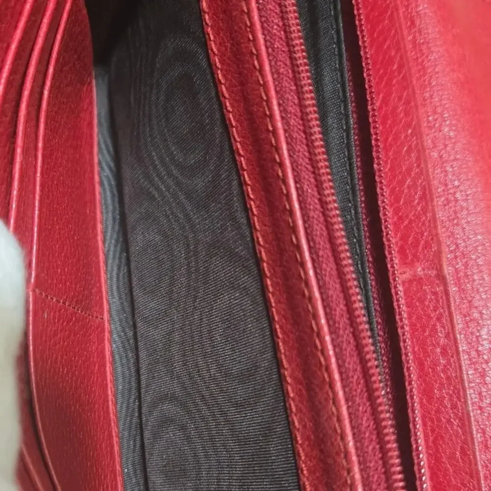 Gucci‎ GG Embroidered Floral Crystal Continental Red Leather Trifold Wallet